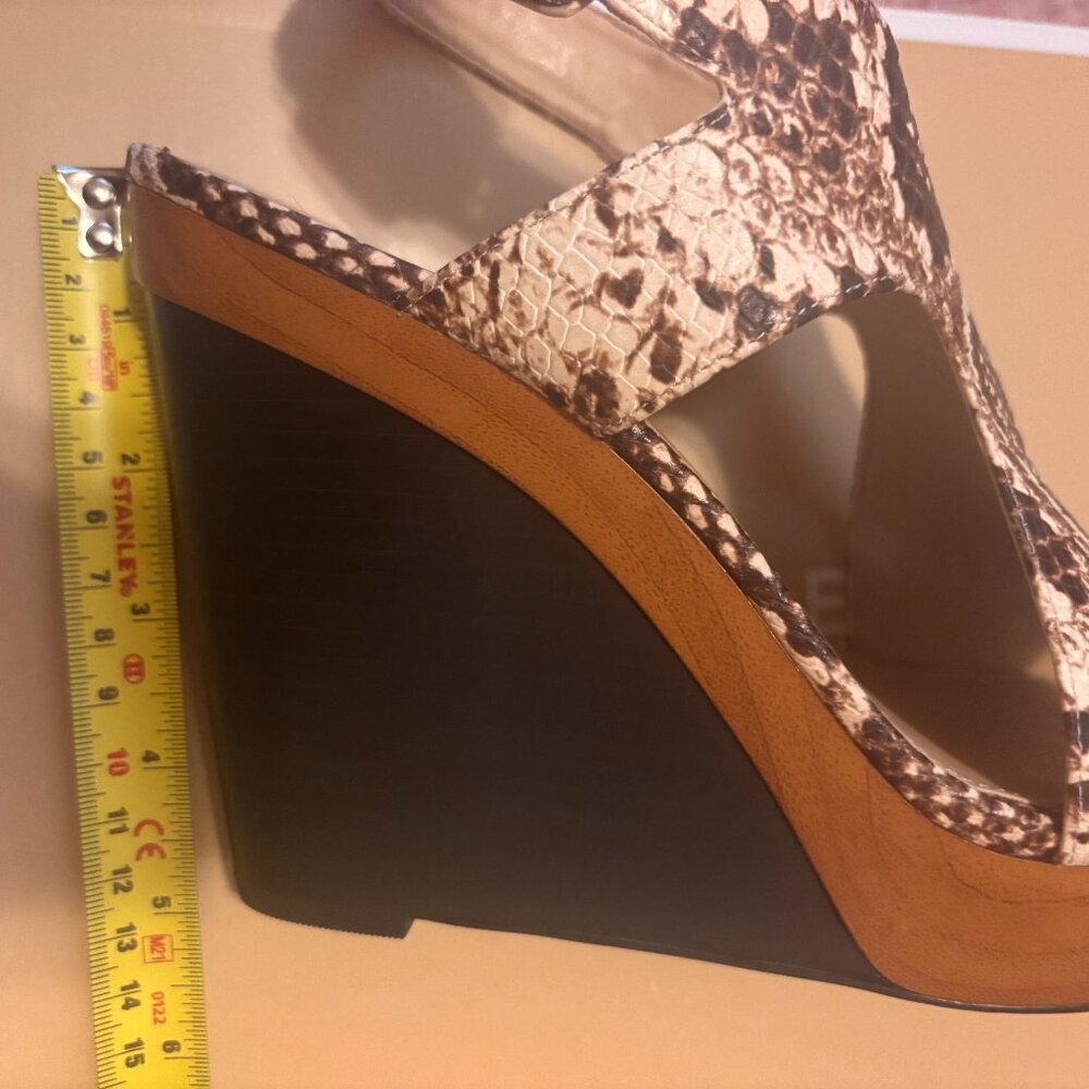 Michael Kors Josephine Wedge Heel Open Toe Leather - Snakeskin Print Sz 8.5M NEW - Picture 7 of 8